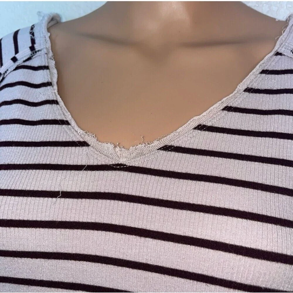 We The Free by Free People Tangerine Tee in Brown Sand. Striped Free People XS